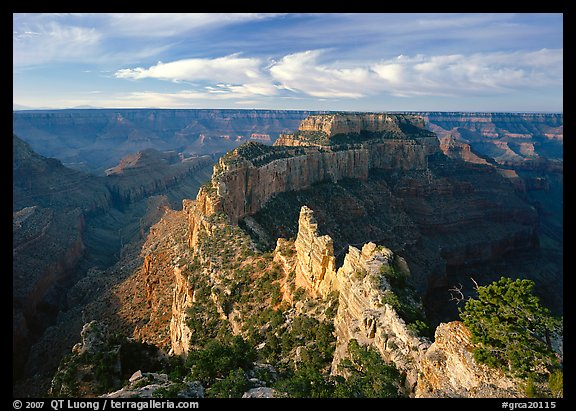 Wotans Throne seen from the North Rim, early morning. Grand Canyon  National Park (color)