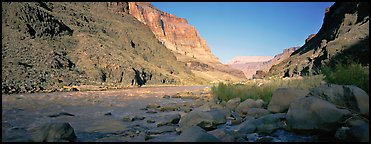 Colorado River at the confluence with Tapeats Creek. Grand Canyon National Park (Panoramic color)