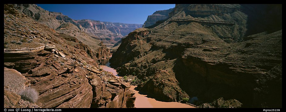 Colorado River flowing through gorge at narrowest point. Grand Canyon National Park, Arizona, USA.