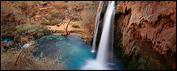 Havasu Fall and turquoise pool. Grand Canyon  National Park (Panoramic color)