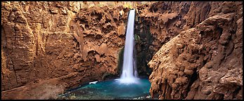 Mooney Fall and turquoise pool. Grand Canyon  National Park (Panoramic color)