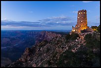 Watchtower and Desert View at dusk. Grand Canyon National Park, Arizona, USA.