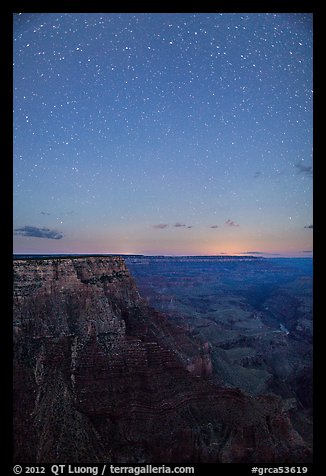 View from Moran Point at night. Grand Canyon National Park, Arizona, USA.