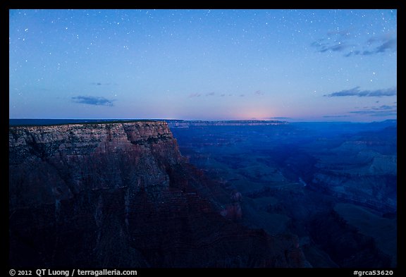 View from Moran Point with late night stars. Grand Canyon National Park, Arizona, USA.