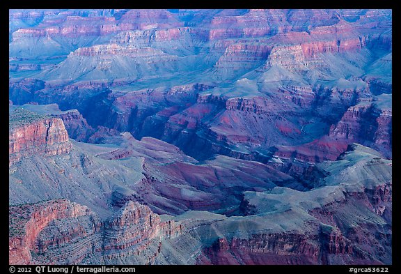 Colorado river gorge and buttes at dawn. Grand Canyon National Park, Arizona, USA.