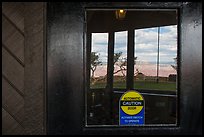 South Rim, El Tovar Hotel window reflexion. Grand Canyon National Park, Arizona, USA. (color)