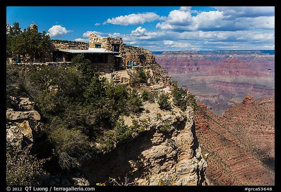 Lookout Studio designed by Mary Coulter to blend with surroundings. Grand Canyon National Park, Arizona, USA.