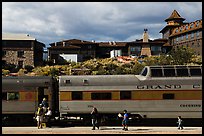 Grand Canyon train and El Tovar Hotel. Grand Canyon National Park, Arizona, USA.