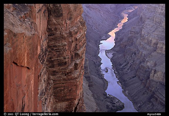Colorado River and Cliffs at Toroweap, late afternoon. Grand Canyon National Park, Arizona, USA.