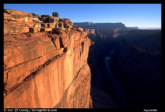 Cliff and Colorado River at Toroweap, sunrise. Grand Canyon National Park, Arizona, USA.