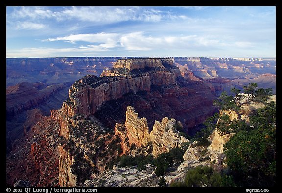 Wotan's Throne seen from Cape Royal, early morning. Grand Canyon National Park, Arizona, USA.