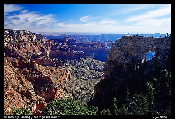 Cliffs and Angel's Arch near Cape Royal, morning. Grand Canyon National Park, Arizona, USA.