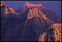 Towers seen from Point Sublime, sunset. Grand Canyon National Park, Arizona, USA.