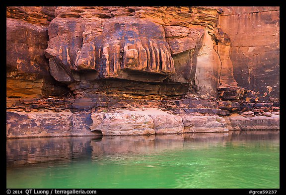 Redwall limestone and green waters, Colorado River. Grand Canyon National Park (color)