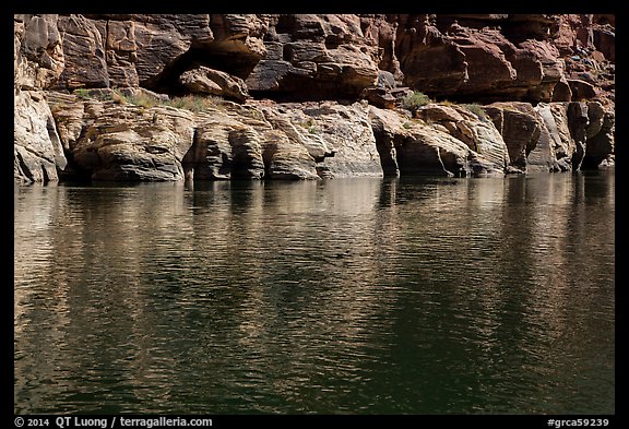 Cliff and reflection, Colorado River. Grand Canyon National Park, Arizona, USA.