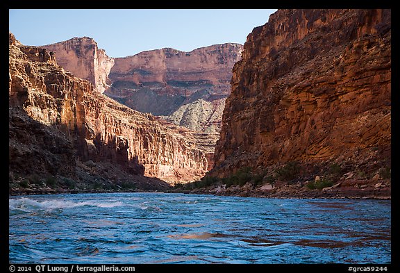 River-level view of Marble Canyon and Colorado River rapids. Grand Canyon National Park, Arizona, USA.