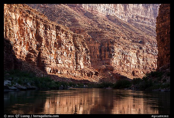 Cliffs and reflections in Marble Canyon, early morning. Grand Canyon National Park (color)