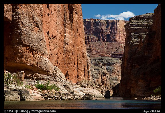 Huge Redwall limestone canyon walls in Marble Canyon. Grand Canyon National Park (color)