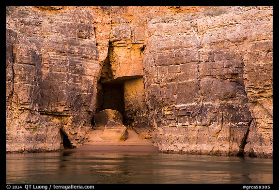 Cave in Redwall limestone canyon walls. Grand Canyon National Park (color)