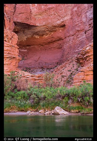 Colorado River and alcove in Redwall limestone. Grand Canyon National Park, Arizona, USA.