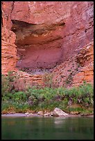 Colorado River and alcove in Redwall limestone. Grand Canyon National Park, Arizona, USA.