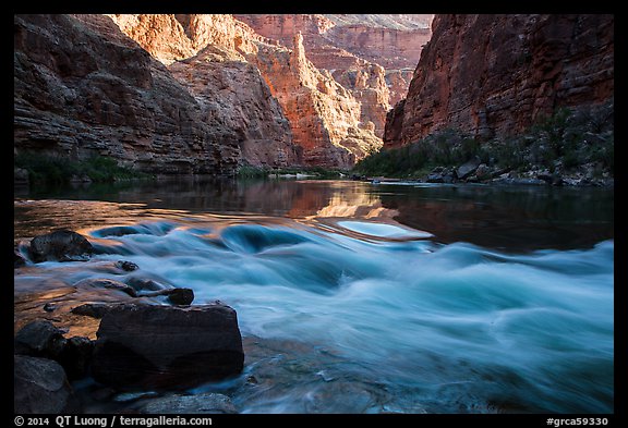 Rapids and reflections, early morning, Marble Canyon. Grand Canyon National Park (color)