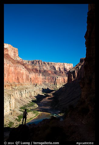Hiker silhouette, Nankoweap. Grand Canyon National Park (color)