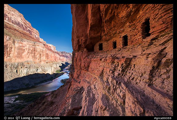 Ancient Nankoweap granaries and Colorado River,. Grand Canyon National Park (color)
