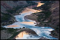 Cliffs reflected on the meanders of the Colorado River, Nankoweap. Grand Canyon National Park, Arizona, USA.