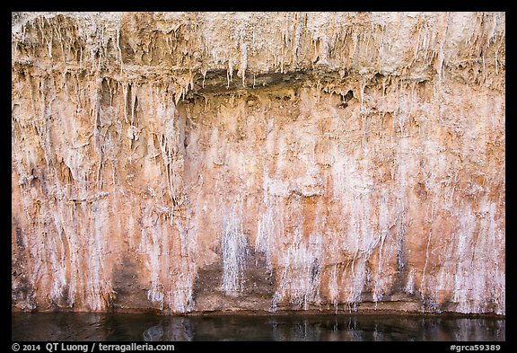 Salt stalagtites on riverside cliff. Grand Canyon National Park (color)