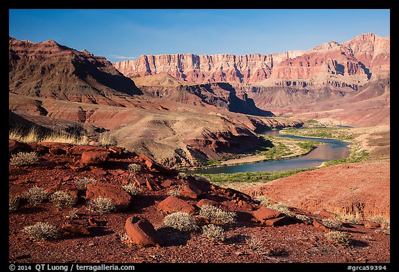 Colorado River bend below Palissades of the Desert. Grand Canyon National Park (color)