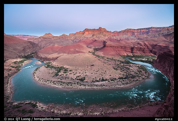 Colorado River bend at Unkar Rapids, dawn. Grand Canyon National Park (color)