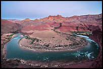 Colorado River bend at Unkar Rapids, dawn. Grand Canyon National Park ( color)