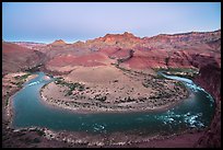 Colorado River bend at Unkar Rapids, dawn. Grand Canyon National Park, Arizona, USA.