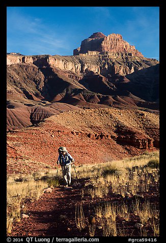 Backpacker, Escalante Route trail. Grand Canyon National Park, Arizona, USA.