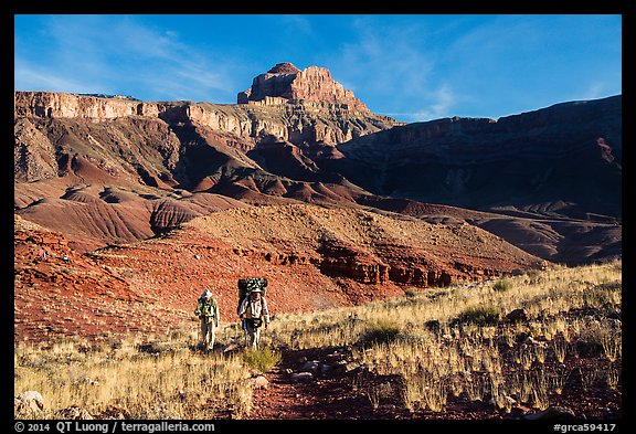 Backpackers, Escalante Route trail. Grand Canyon National Park, Arizona, USA.