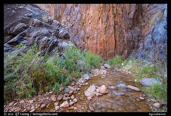 Cliffs and stream, Clear Creek. Grand Canyon National Park (color)