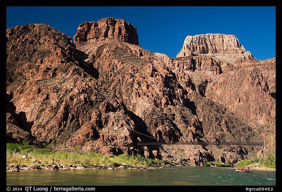Kaibab Suspension Bridge on the Colorado River. Grand Canyon National Park (color)