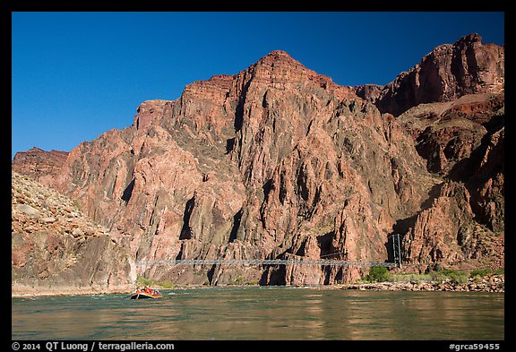 Bright Angel Suspension Bridge on the Colorado River. Grand Canyon National Park, Arizona, USA.