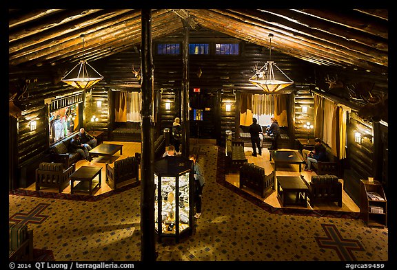 Main lobby from above, El Tovar. Grand Canyon National Park, Arizona, USA.