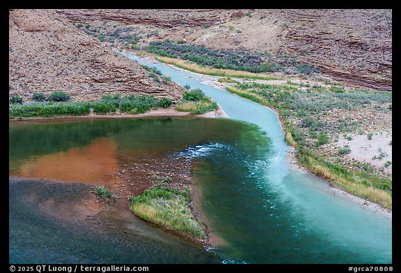 Convergence of the Little Colorado and the Colorado River from above. Grand Canyon National Park (color)