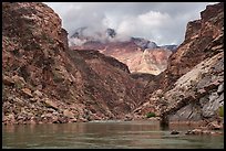 Mist drapes over the Redwall cliffs after a passing storm. Grand Canyon National Park ( color)