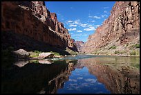 Mirror-like reflections before rapids. Grand Canyon National Park ( color)