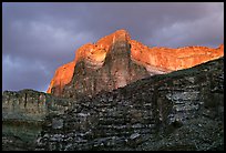 Canyon walls seen from Tapeats Creek, sunset. Grand Canyon National Park, Arizona, USA. (color)