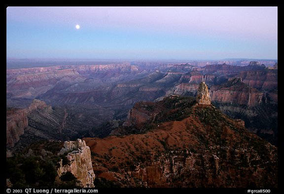 Moonrise, Point Imperial. Grand Canyon National Park, Arizona, USA.