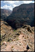 Solo Backpacker above Thunder River. Grand Canyon National Park, Arizona, USA.