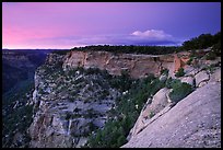 Square Tower house and Long Mesa, dusk. Mesa Verde National Park, Colorado, USA.