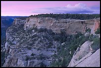 Square Tower house and Long Mesa, dusk. Mesa Verde National Park, Colorado, USA.