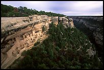 Cliff Palace and Chaplin Mesa, late afternoon. Mesa Verde National Park, Colorado, USA. (color)