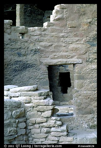 Windows in Spruce Tree House. Mesa Verde National Park, Colorado, USA.